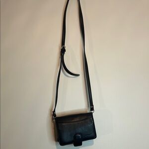 NWOT Elegant Black Leather Crossbody Bag